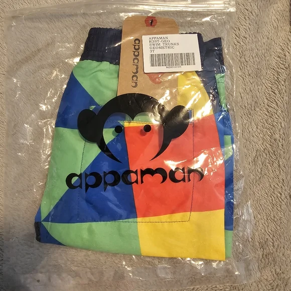 Appaman Swim Trunks Geometric Blue Green Red Yellow Black Toddler Boy's Size 3T